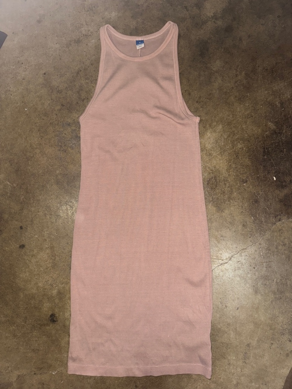 Old Navy Ribbed Tank Midi Dress in Dusty Pink